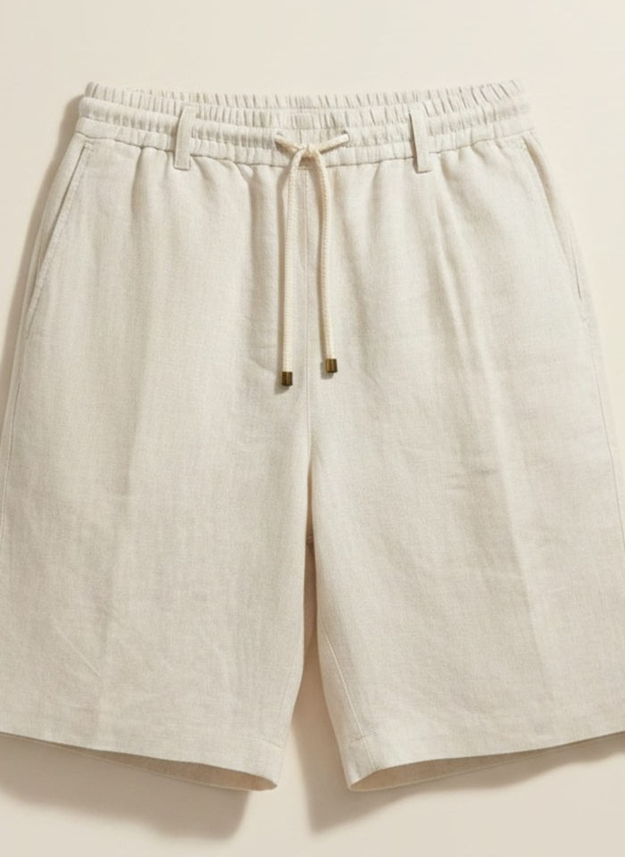 IVORY LINEN DRAWSTRING SHORTS
