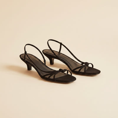 KNOTTED LEATHER KITTEN SANDAL