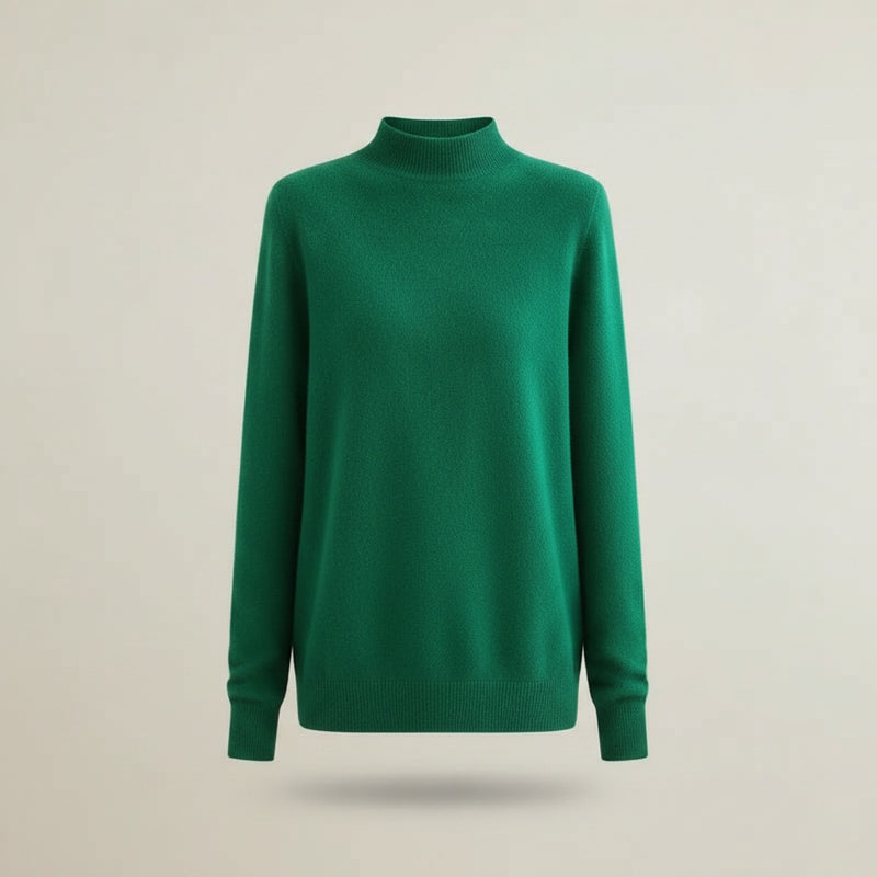 FOREST CASHMERE MOCK-NECK PULLOVER