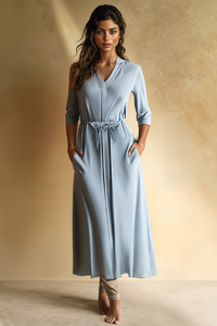 SLATE SILK SHIRT DRESS