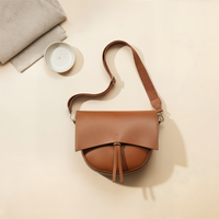FOLDOVER TAN MESSENGER SHOULDER BAG