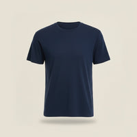 NAVY WOOL-LYOCELL CREW TEE