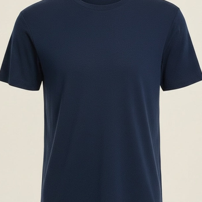 NAVY WOOL-LYOCELL CREW TEE