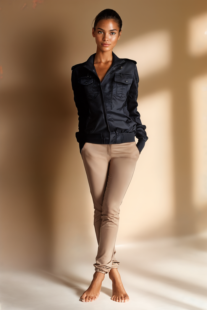 BLACK COTTON FIELD BOMBER JACKET