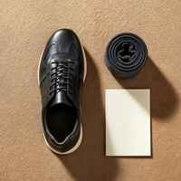 WASHED BLACK LEATHER RUNNER