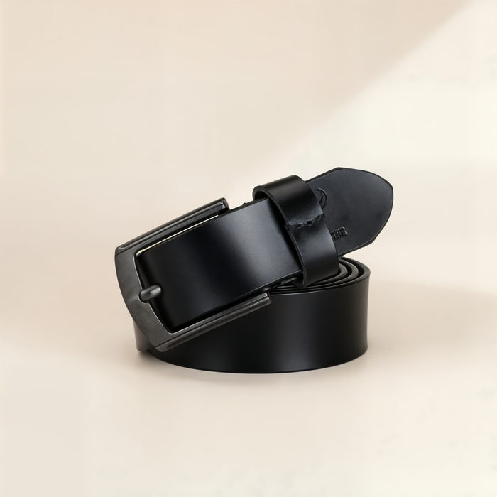 NOIR PIN-BUCKLE LEATHER BELT