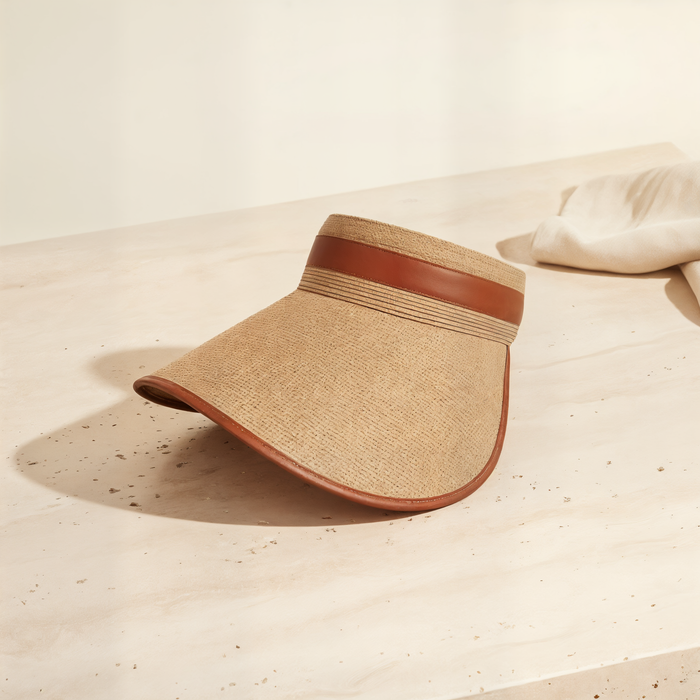 RAFFIA WIDE BRIM SUN VISOR