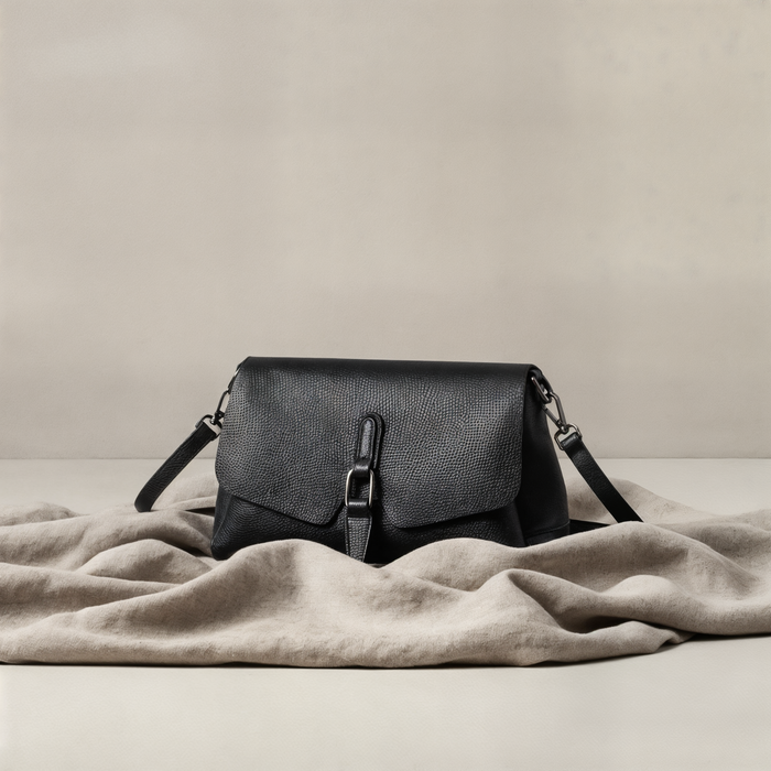 PEBBLED LEATHER FLAP CROSSBODY
