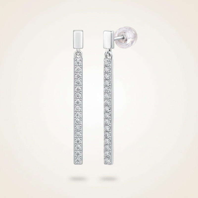 MOISSANITE LINEAR BAR DROP EARRINGS