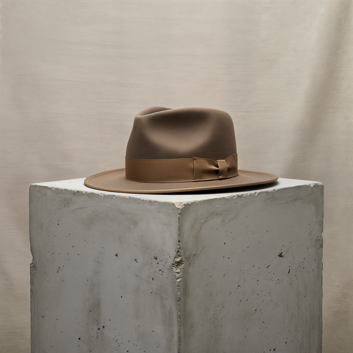 CAMEL WIDE-BRIM WOOL FELT FEDORA