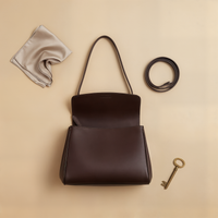 BURGUNDY STRUCTURED FLAP SHOULDER BAG