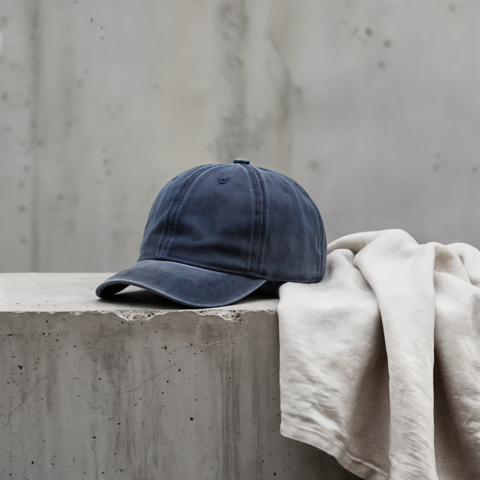 WASHED NAVY SHORT-BRIM CAP