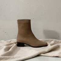 TAUPE SUEDE SQUARE ANKLE BOOT