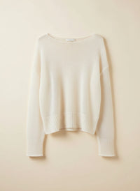 IVORY BOATNECK MOHAIR PULLOVER