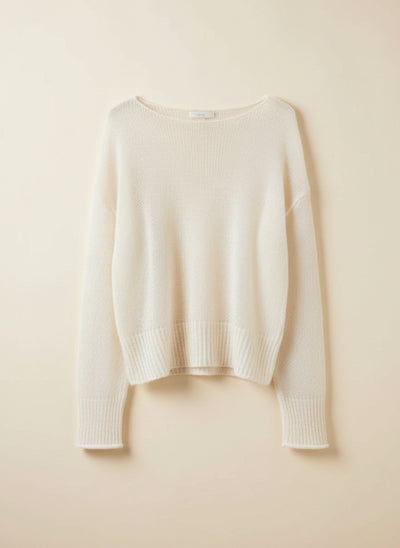 IVORY BOATNECK MOHAIR PULLOVER