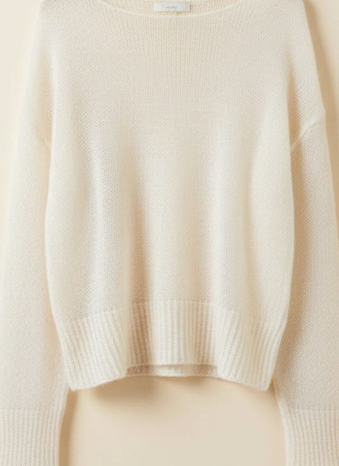 IVORY BOATNECK MOHAIR PULLOVER