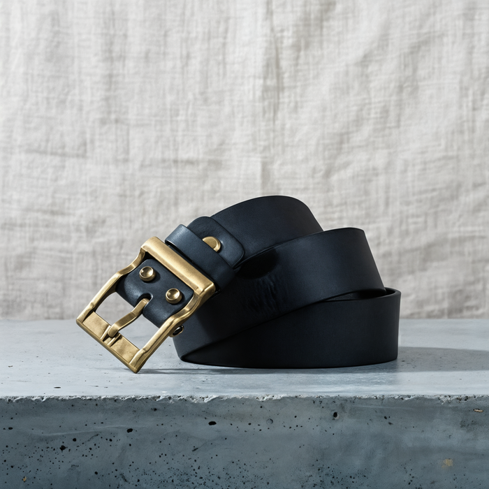 HERITAGE BRASS PRONG LEATHER BELT
