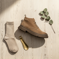 CAMEL SUEDE LACE-UP BOOT
