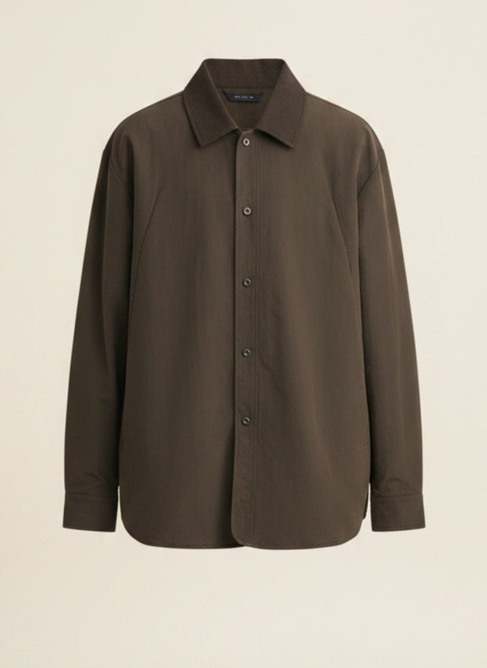 CONTRAST COLLAR CANVAS OVERSHIRT