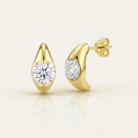 CRESCENT MOISSANITE STUD EARRINGS