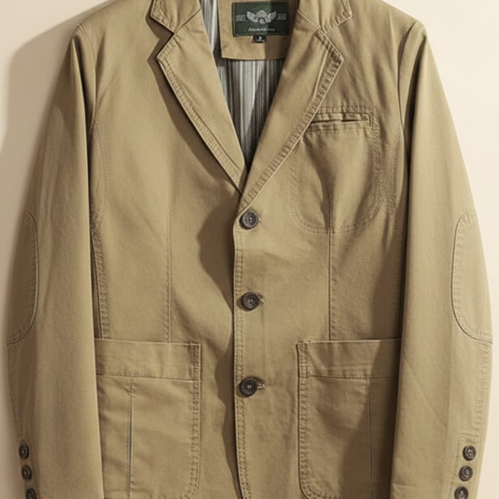 UNSTRUCTURED COTTON CAMEL BLAZER