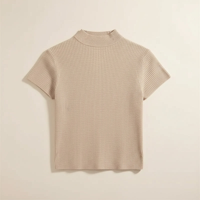 RIBBED MOCK NECK KNIT TOP