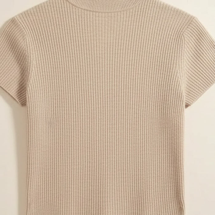 RIBBED MOCK NECK KNIT TOP
