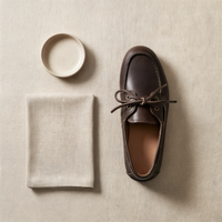 WOMENS BROWN LEATHER MOCCASIN FLAT