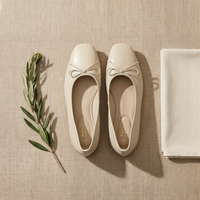 SQUARE TOE LEATHER BALLET FLAT