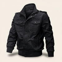 BLACK COTTON FIELD BOMBER JACKET