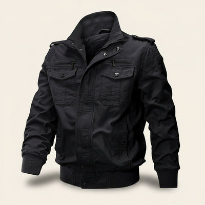 BLACK COTTON FIELD BOMBER JACKET