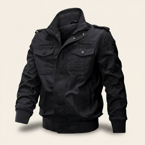 BLACK COTTON FIELD BOMBER JACKET