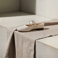 WOVEN IVORY MARY JANE MULE