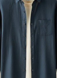 NAVY LINEN RELAXED SHIRT