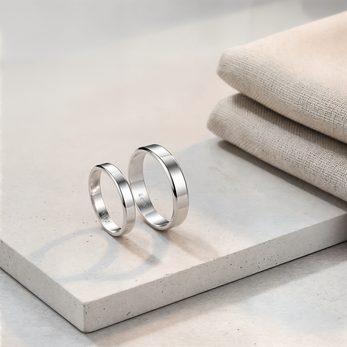POLISHED STERLING BAND DUO
