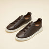 CHOCOLATE TRIPLE-STITCH LEATHER SLIP-ON