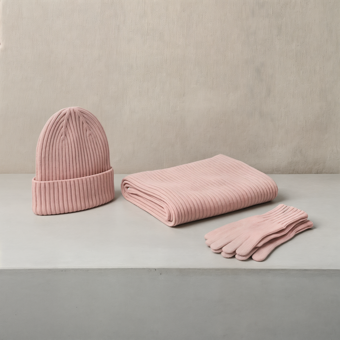 RIBBED KNIT WINTER TRIO SET