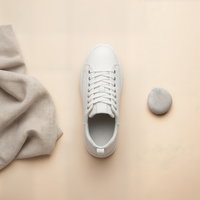 WHITE PEBBLED LEATHER COURT SNEAKER