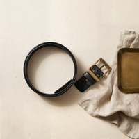 WASHED LEATHER DOUBLE PRONG BELT