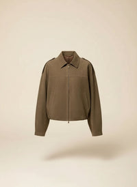 COCOA SUEDE CROPPED BOMBER JACKET