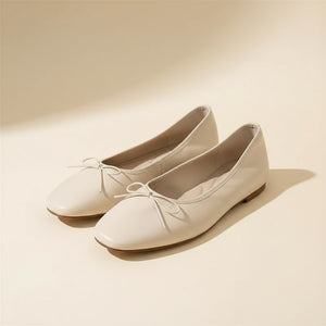 SQUARE TOE LEATHER BALLET FLAT