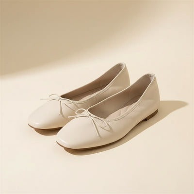 SQUARE TOE LEATHER BALLET FLAT