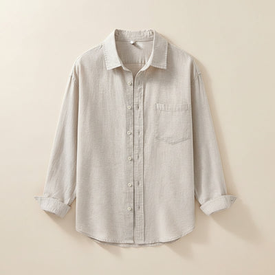 OATMEAL LINEN CAMP SHIRT