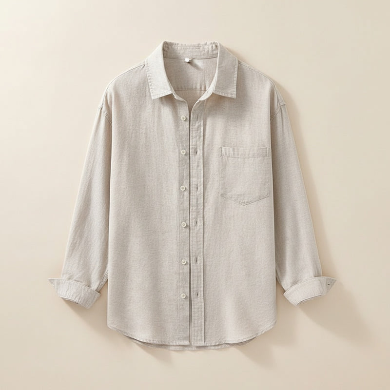 OATMEAL LINEN CAMP SHIRT