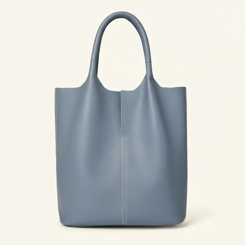 SLATE UNSTRUCTURED LEATHER TOTE