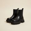BLACK LUGGED CHELSEA PLATFORM ANKLE BOOT