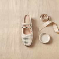 WOVEN IVORY MARY JANE MULE