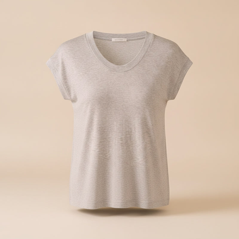 HEATHER CAP-SLEEVE SILK KNIT