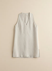 LINEN HALTER VEST IVORY
