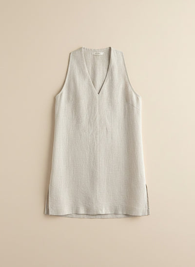 LINEN HALTER VEST IVORY